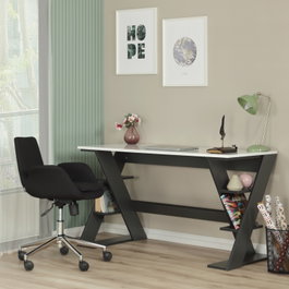 Hanah Home Lungo Escritorio de Estudio Antracita y Blanco